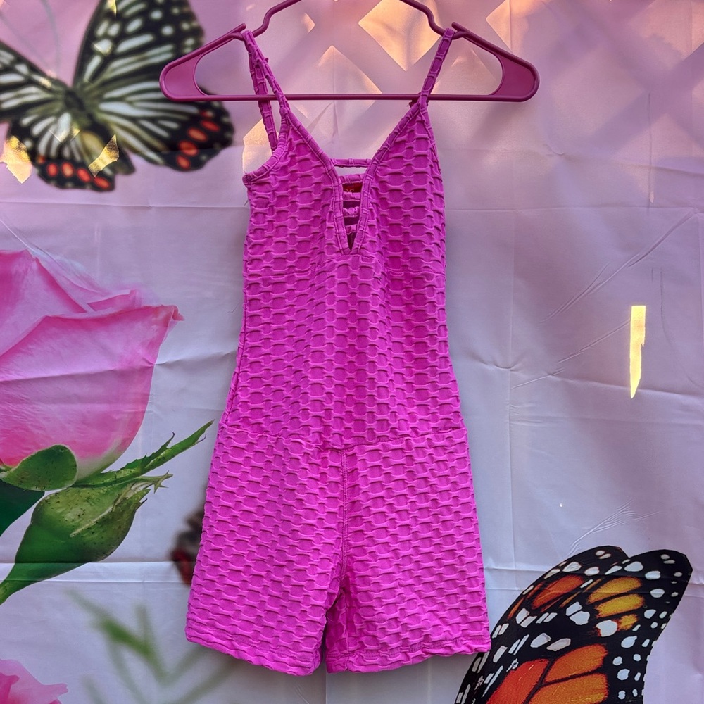 Pink Textured Romper